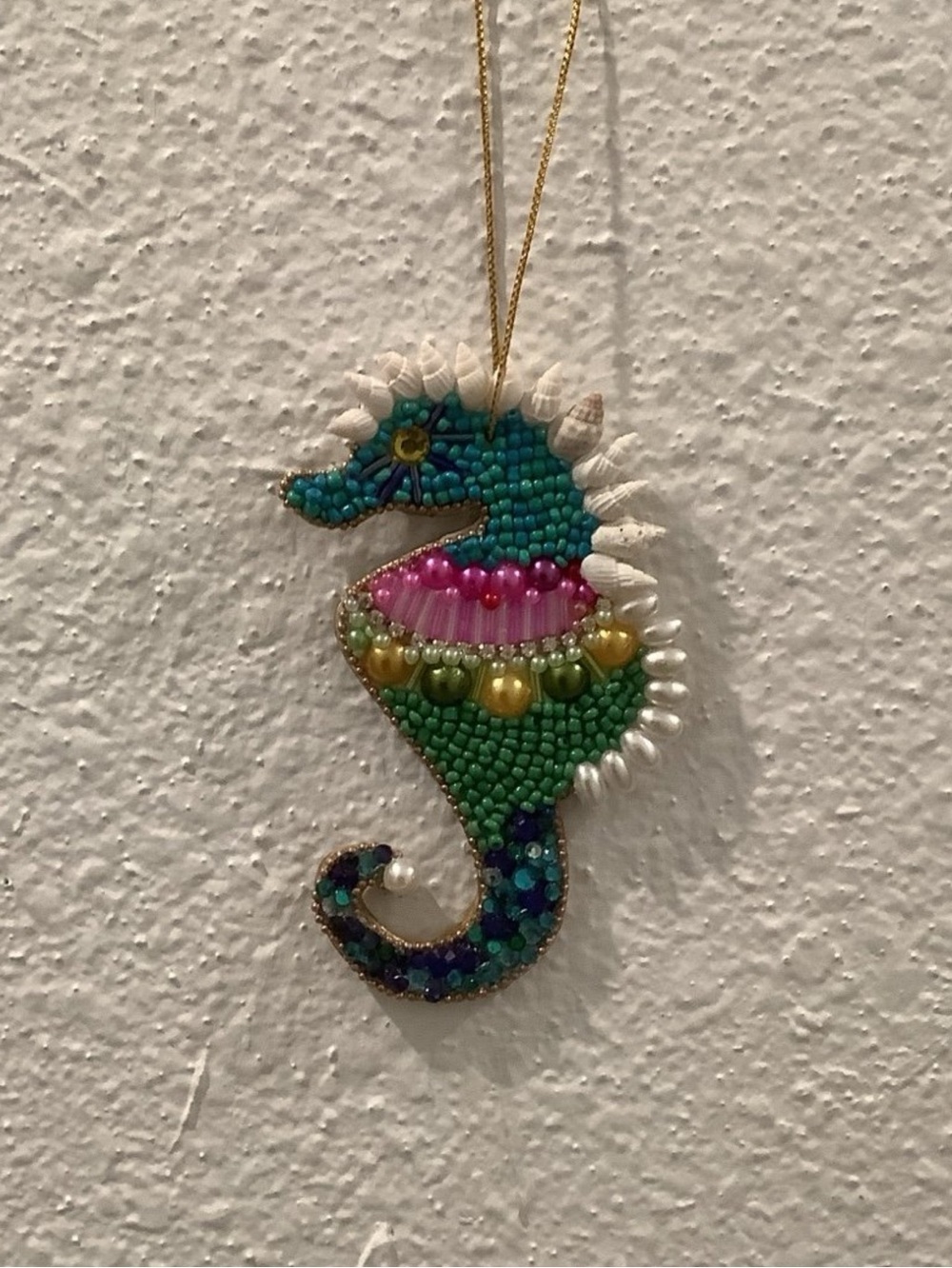 Seahorse , Beaded Seahorse , Beaded Seahorse Ornament,  Coastal Decor